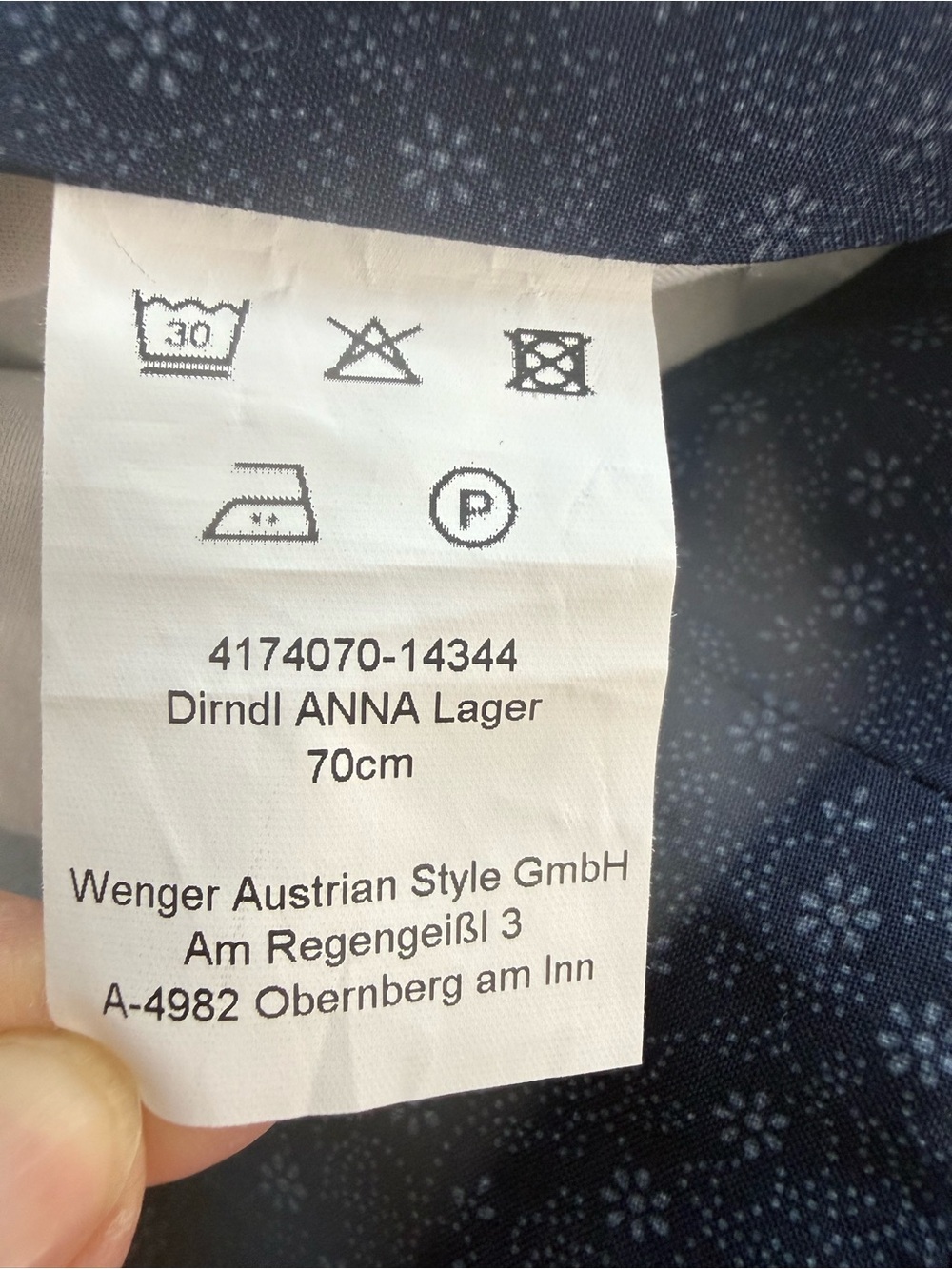 Wenger Navy Floral Midi Dirndl ANNA Dress cotton Sz 34 (XS) - Picture 8 of 9